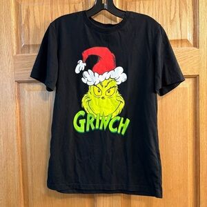 Official Dr. Seuss The Grinch T-Shirt Black Unisex Small 36 Santa Hat Christmas